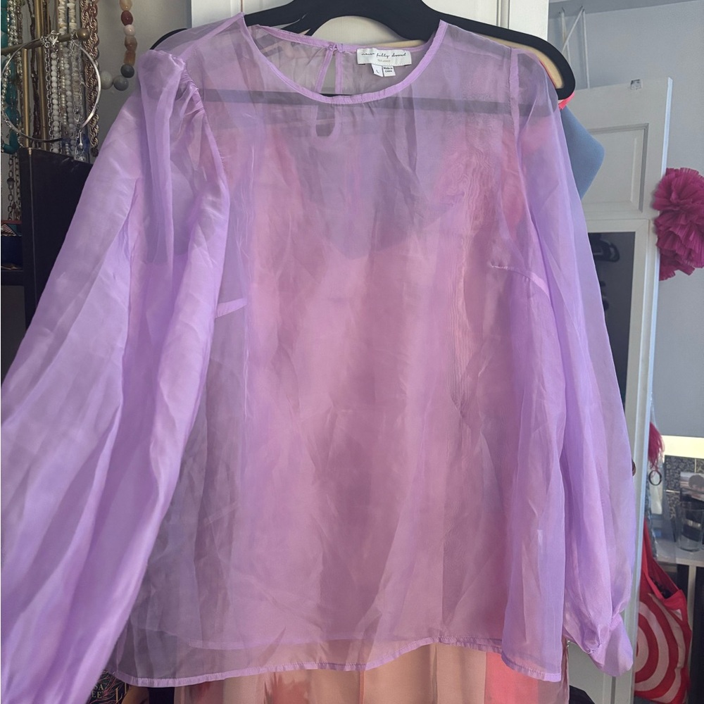 Never Fully Dressed Sheer Purple Boxy Blouse